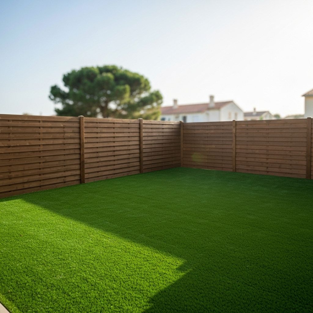 Installation gazon synthétique avec clôture bois